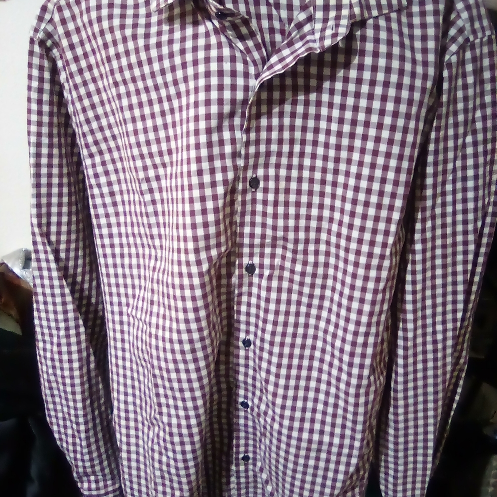 Mens Nordstroms Brand Plaid Button Up Dress Shirt